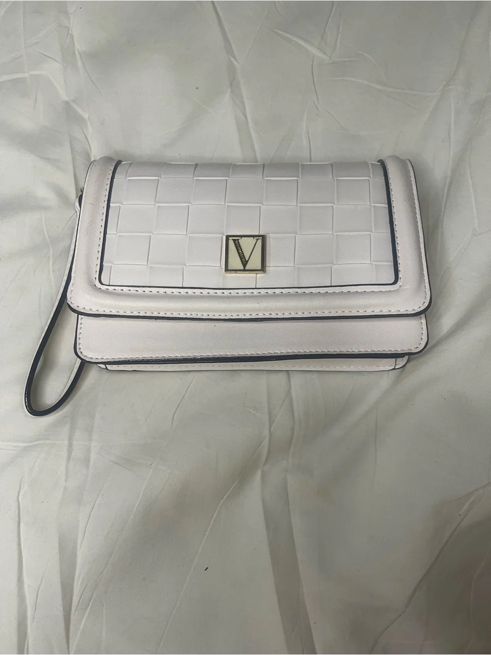 Victoria's Secret White Woven Flap Wristlet